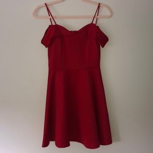 Red off the shoulder dress
